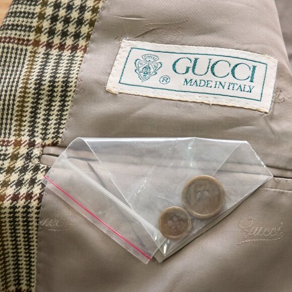 GUCCI Glen Plaid Cashmere Men's Vintage Blazer, Size 52 R, Made in Italy - Picture 12 of 14